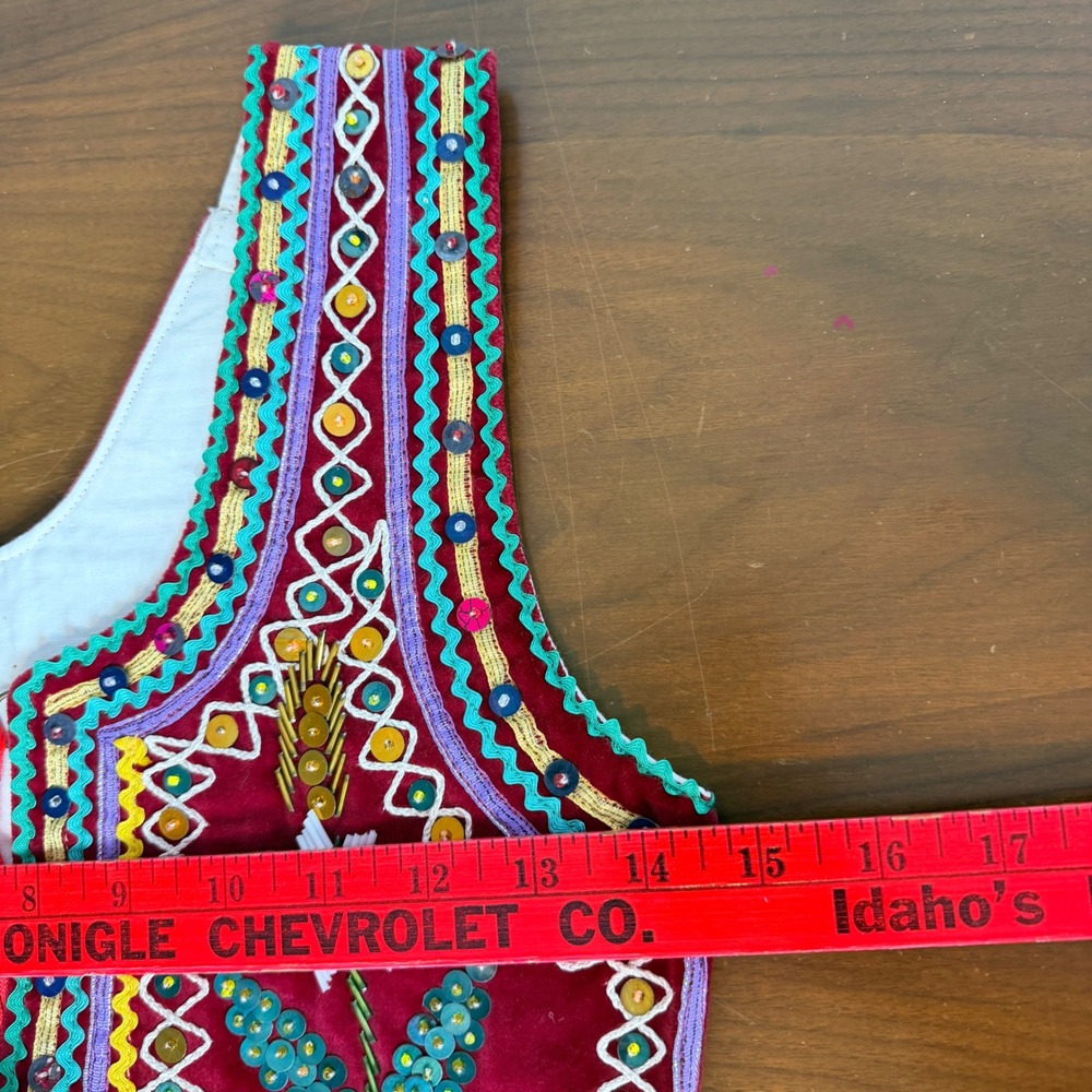 Vintage Polish European Beaded Sequins Velvet Vest Women's Folk Art Festival - Picture 11 of 11